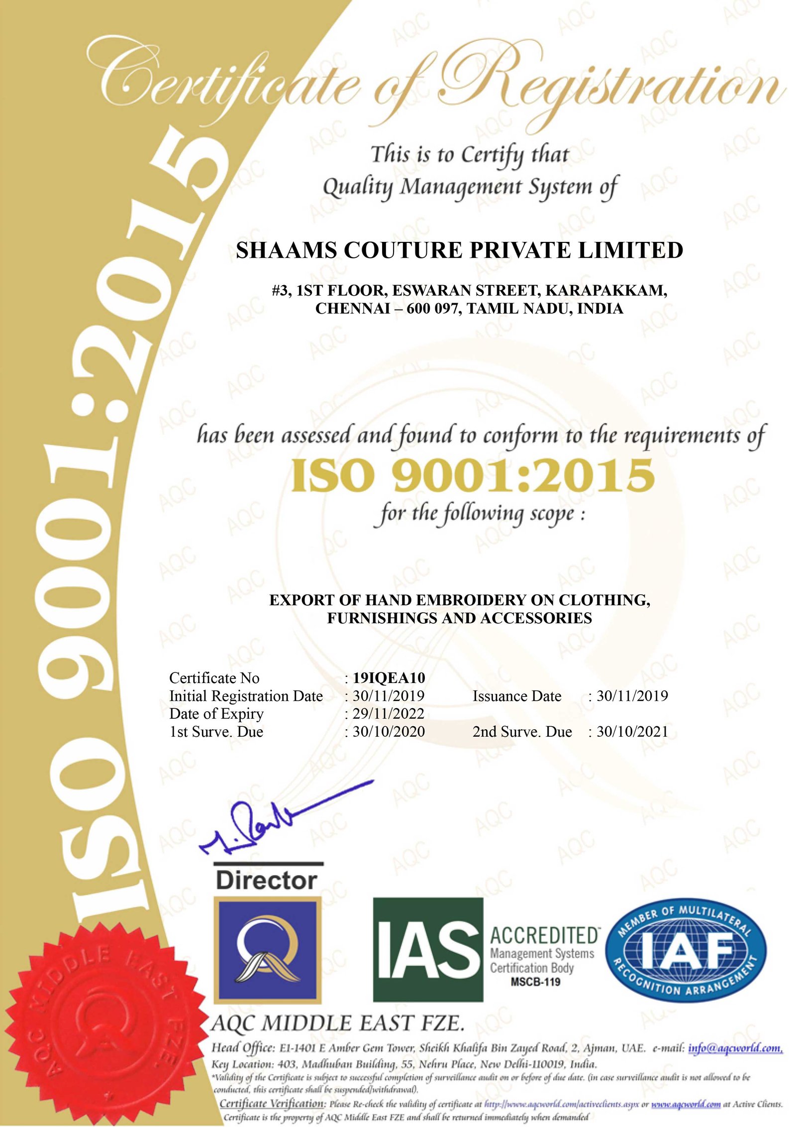 SHAAMS COUTURE PRIVATE LIMITED